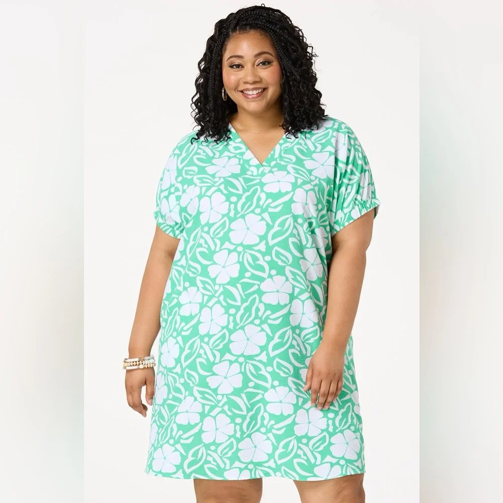 Cato | PLUS SIZE GREEN FLORAL SWING DRESS SIZE 22/24